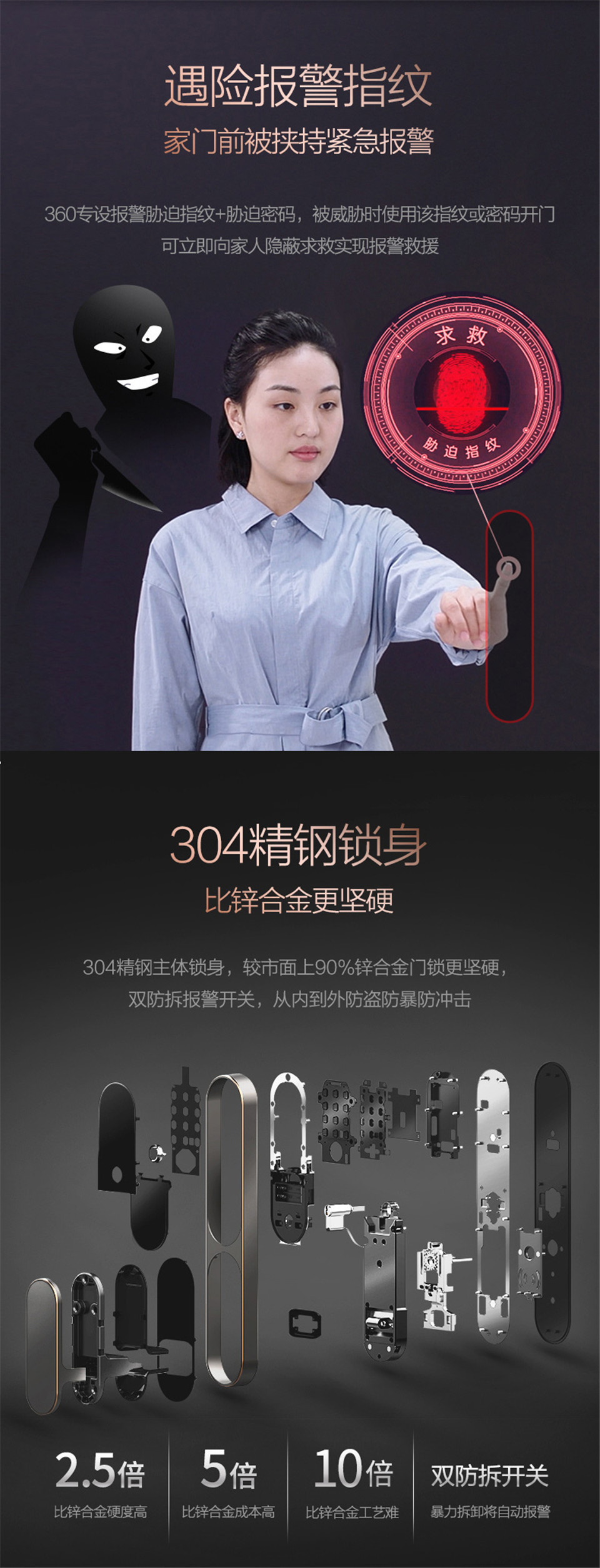 360指纹锁S1指纹解锁家用防盗门密码锁门锁电子锁特斯拉线圈 指纹锁批发